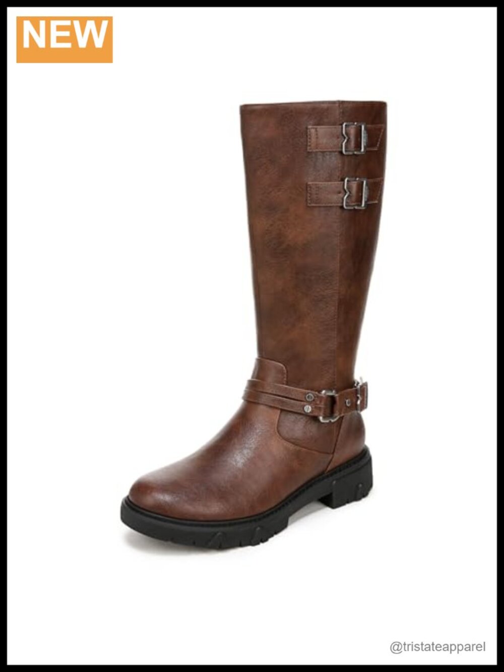 Dr. Scholl's Women's Knee High Motorcycle Boots Low Chemical Faux Leather Block